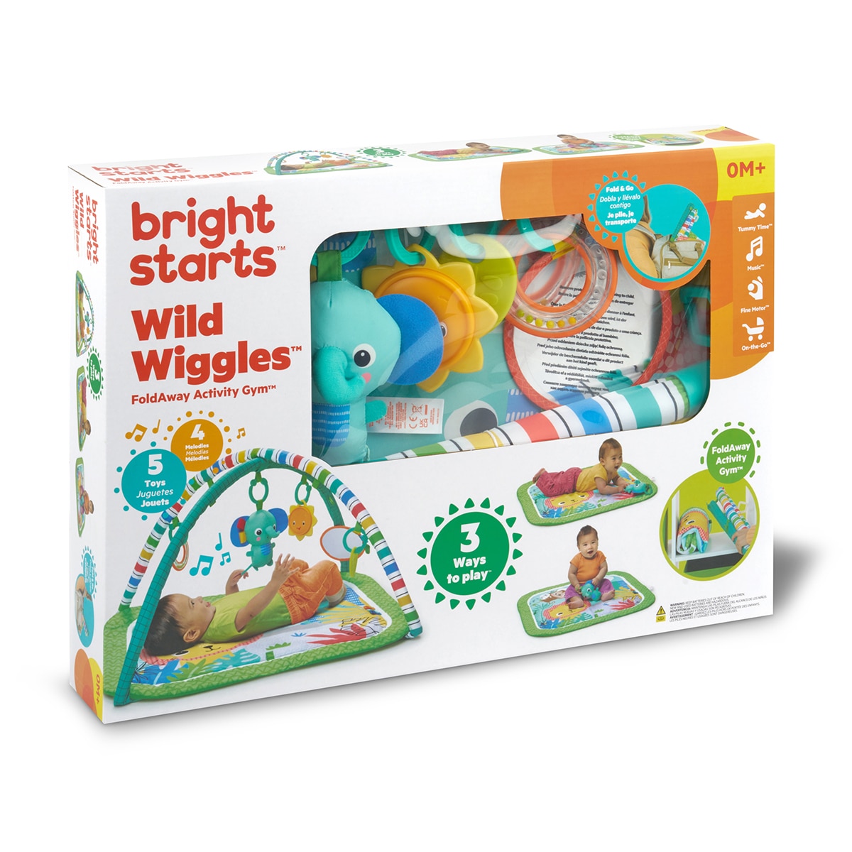 Gimnasio para bebés Activity Gym plegable Wild Wiggles Bright Starts 15