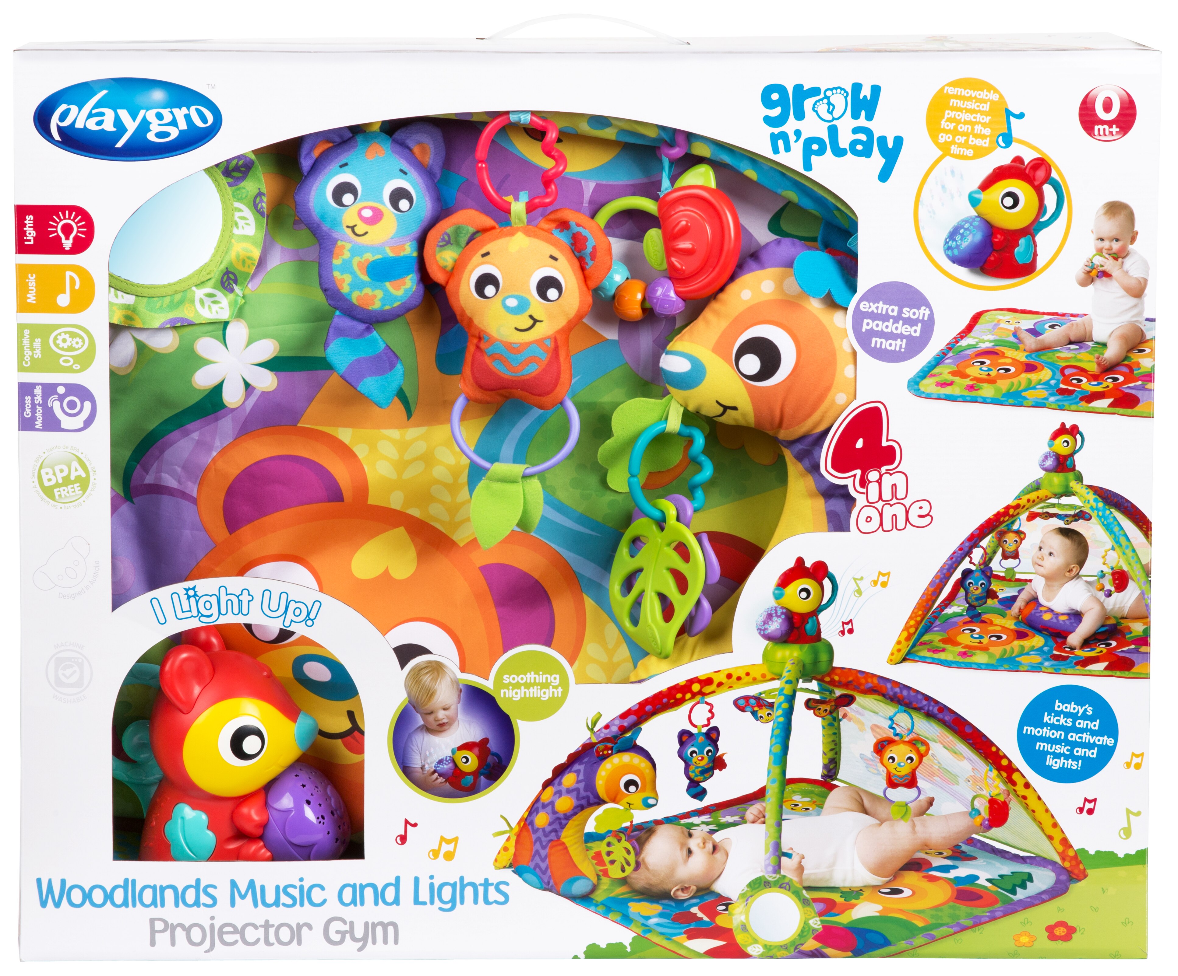 Gimansio para bebé Woodlands Music and Light Projector Gym Playgro 8