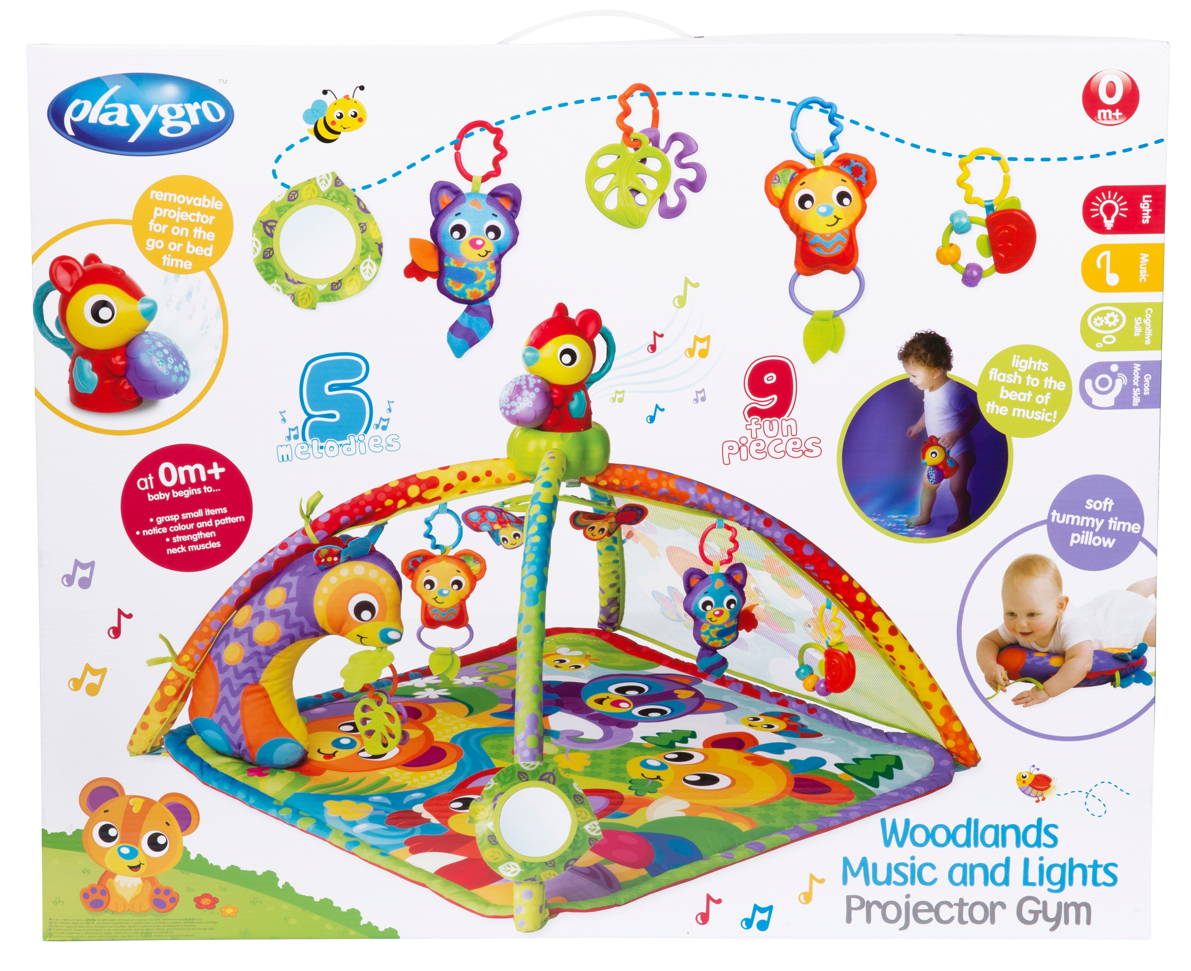 Gimansio para bebé Woodlands Music and Light Projector Gym Playgro 9