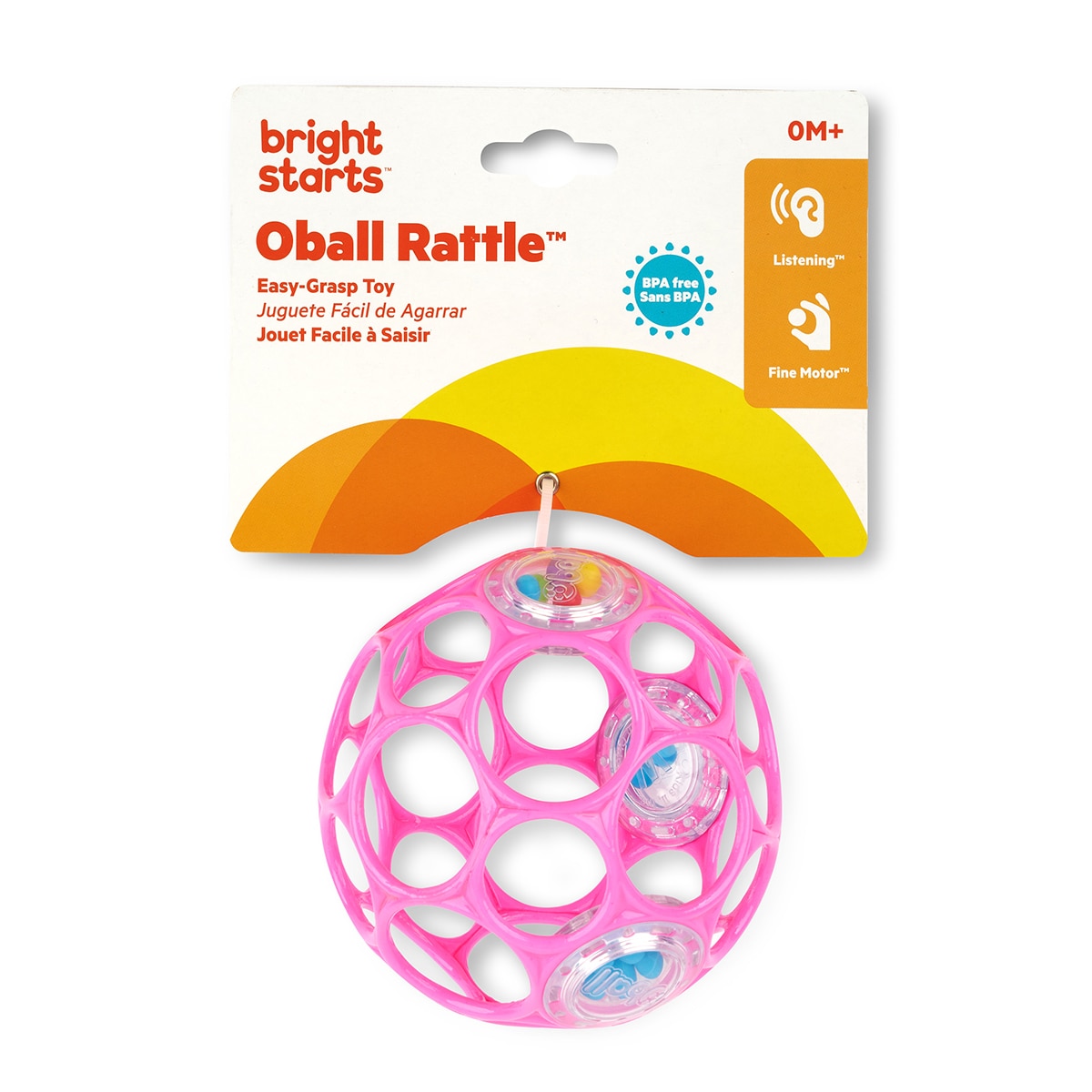 Pelota sonajero rosa Oball Rattle Easy-Grasp Bright Starts 2
