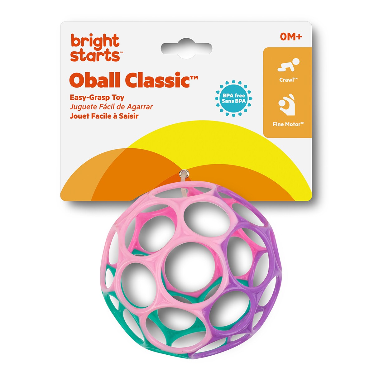 Pelota rosa-morada Oball Classic Easy-Grasp Bright Starts