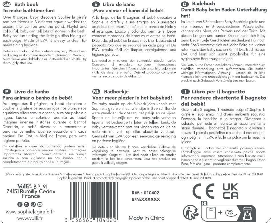 Libro de baño Sophie La Girafe 3
