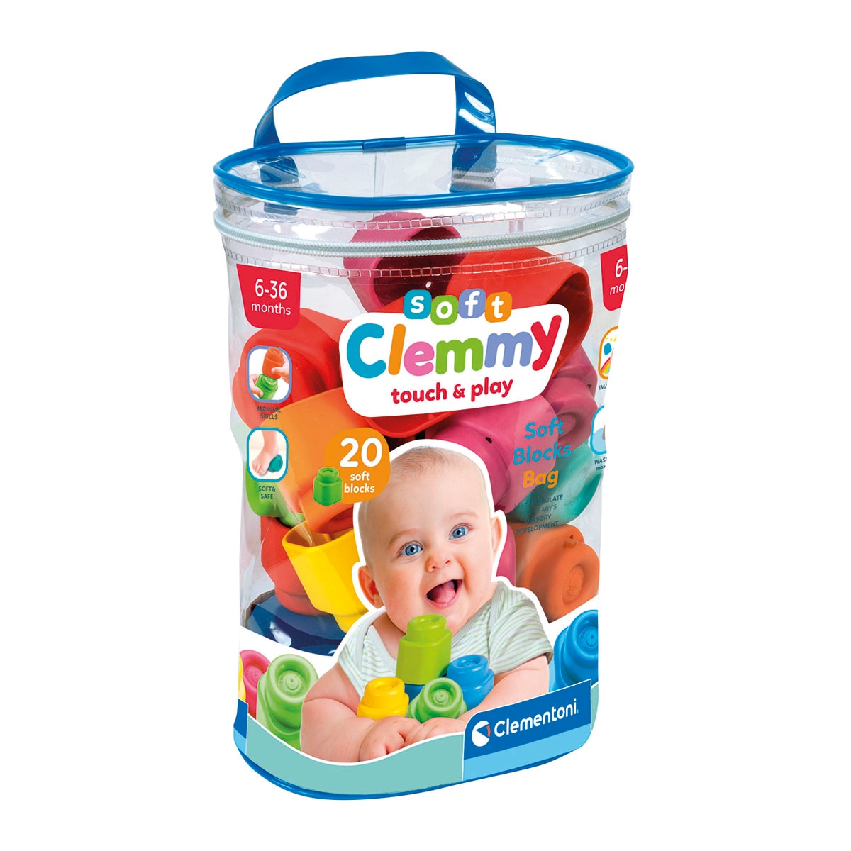 Imagen 0 de Bolsa 20 Bloques Blanditos Clemmy Clementoni