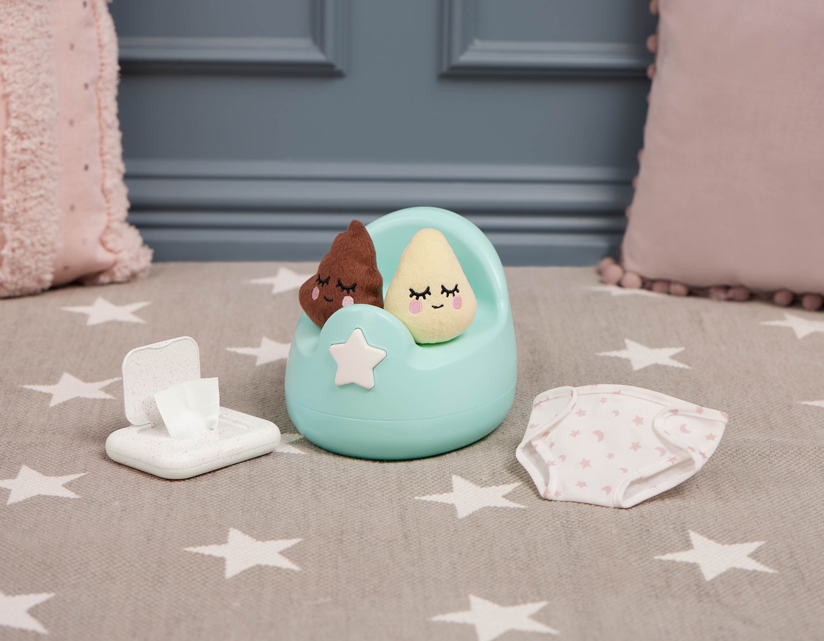 Orinal con sonidos y accesorios para muñeca Lullababy Bebe 7