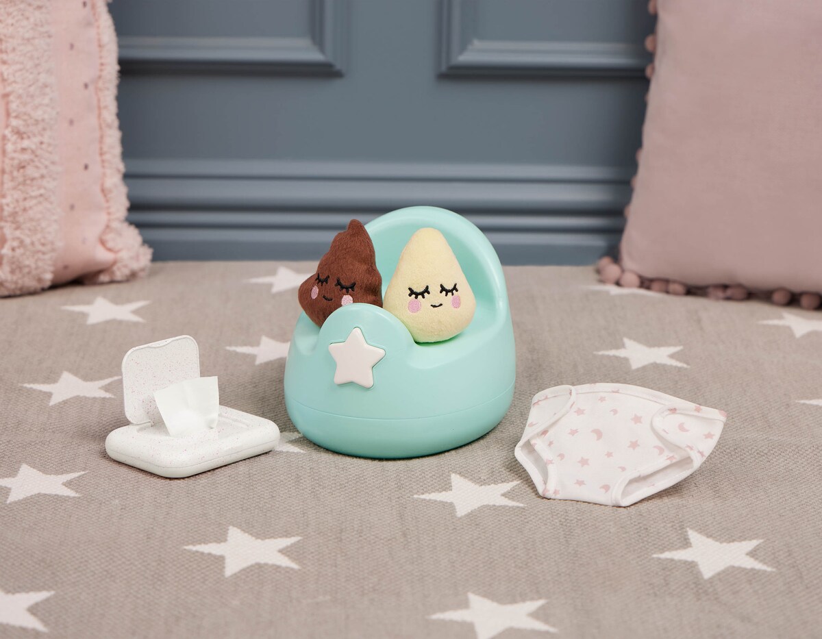 Orinal con sonidos y accesorios para muñeca Lullababy Bebe 7