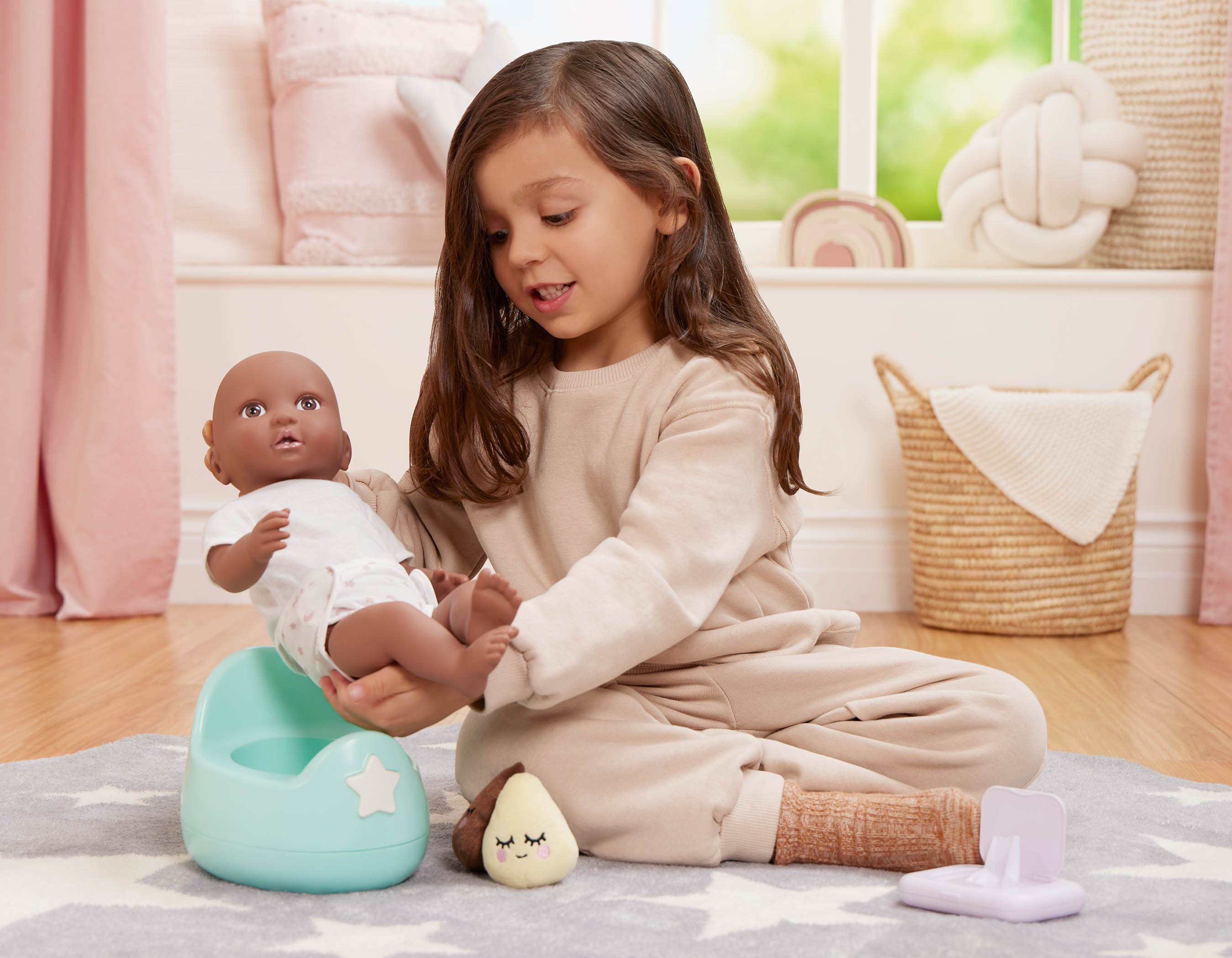 Orinal con sonidos y accesorios para muñeca Lullababy Bebe 8