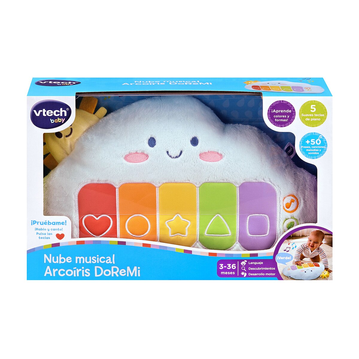 Cojín de peluche nube musical arcoíris DoReMi Vtech 3