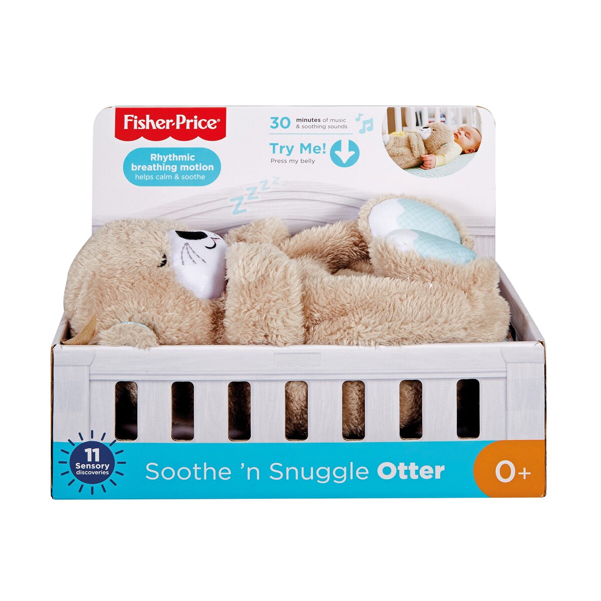Fisher-Price Nutria Hora de Dormir, juguete de cuna y peluche para bebé recién nacido 3