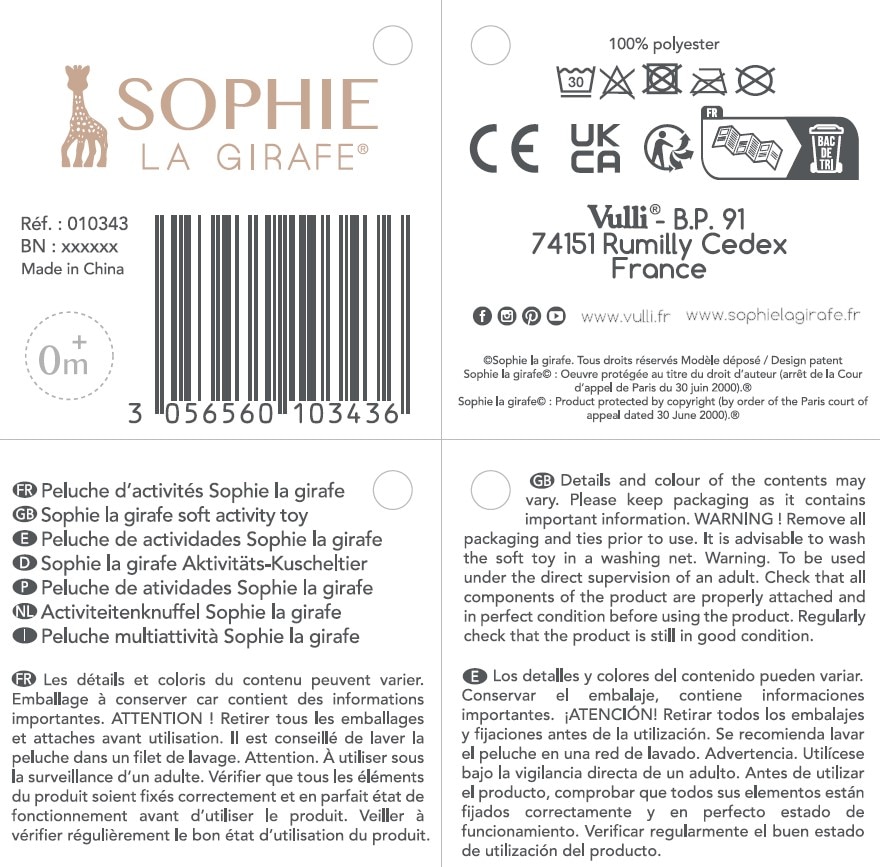 Peluche de actividades Sophie la girafe 3