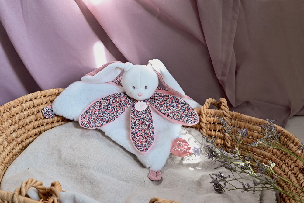 Doudou 27 cm Conejo rosa pétalo 5