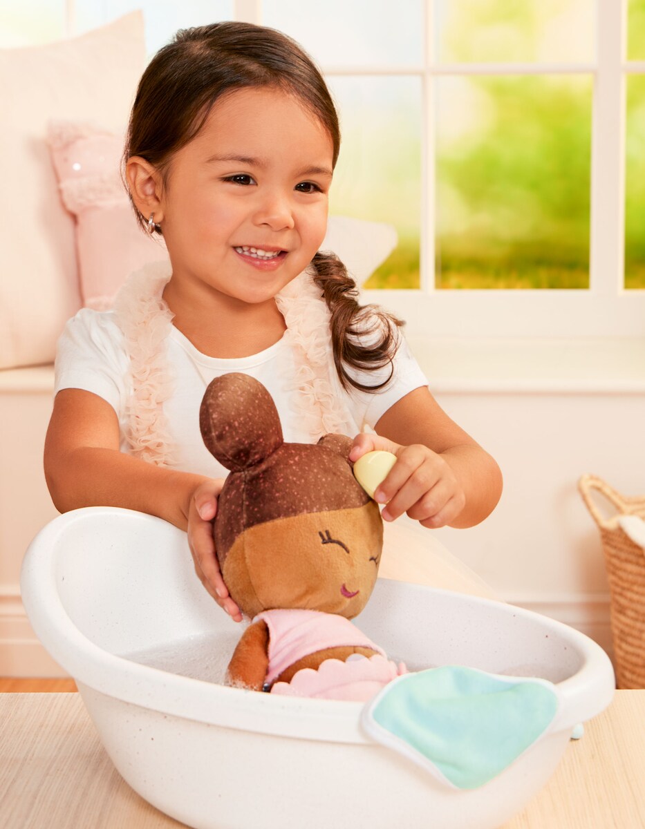 Muñeca peluche de baño, pelo marron Lullababy 6