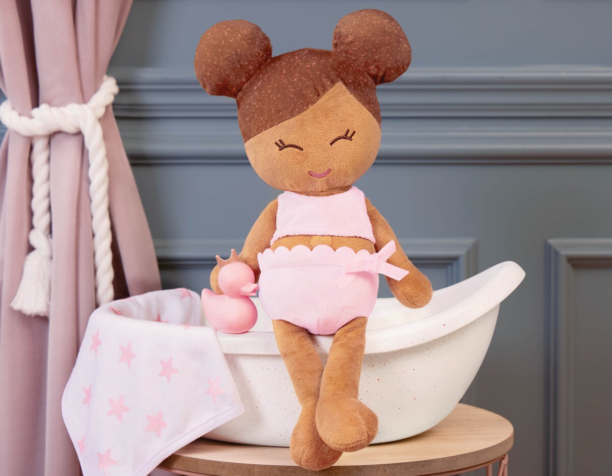 Muñeca peluche de baño, pelo marron Lullababy 8