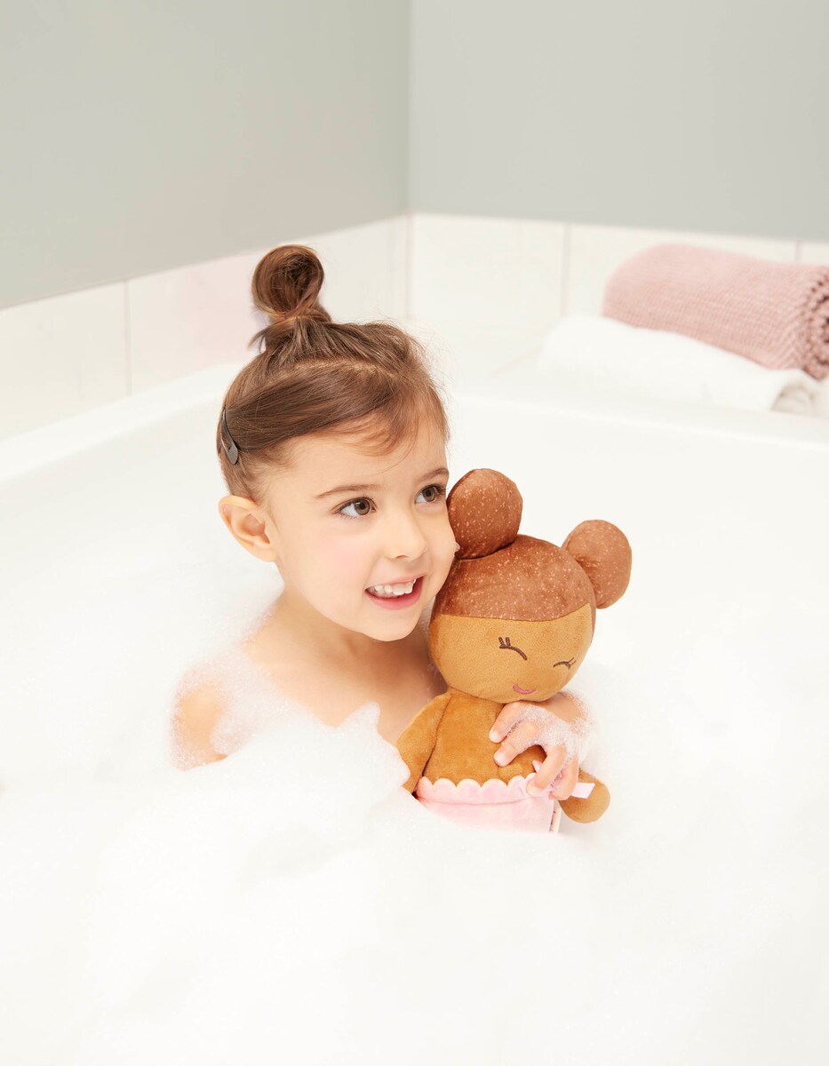 Muñeca peluche de baño, pelo marron Lullababy 9