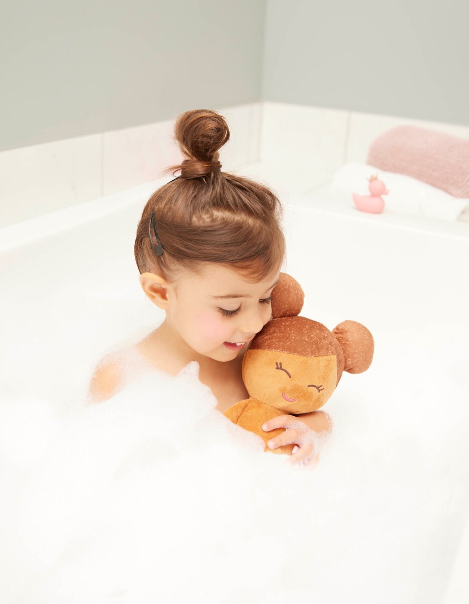 Muñeca peluche de baño, pelo marron Lullababy 11