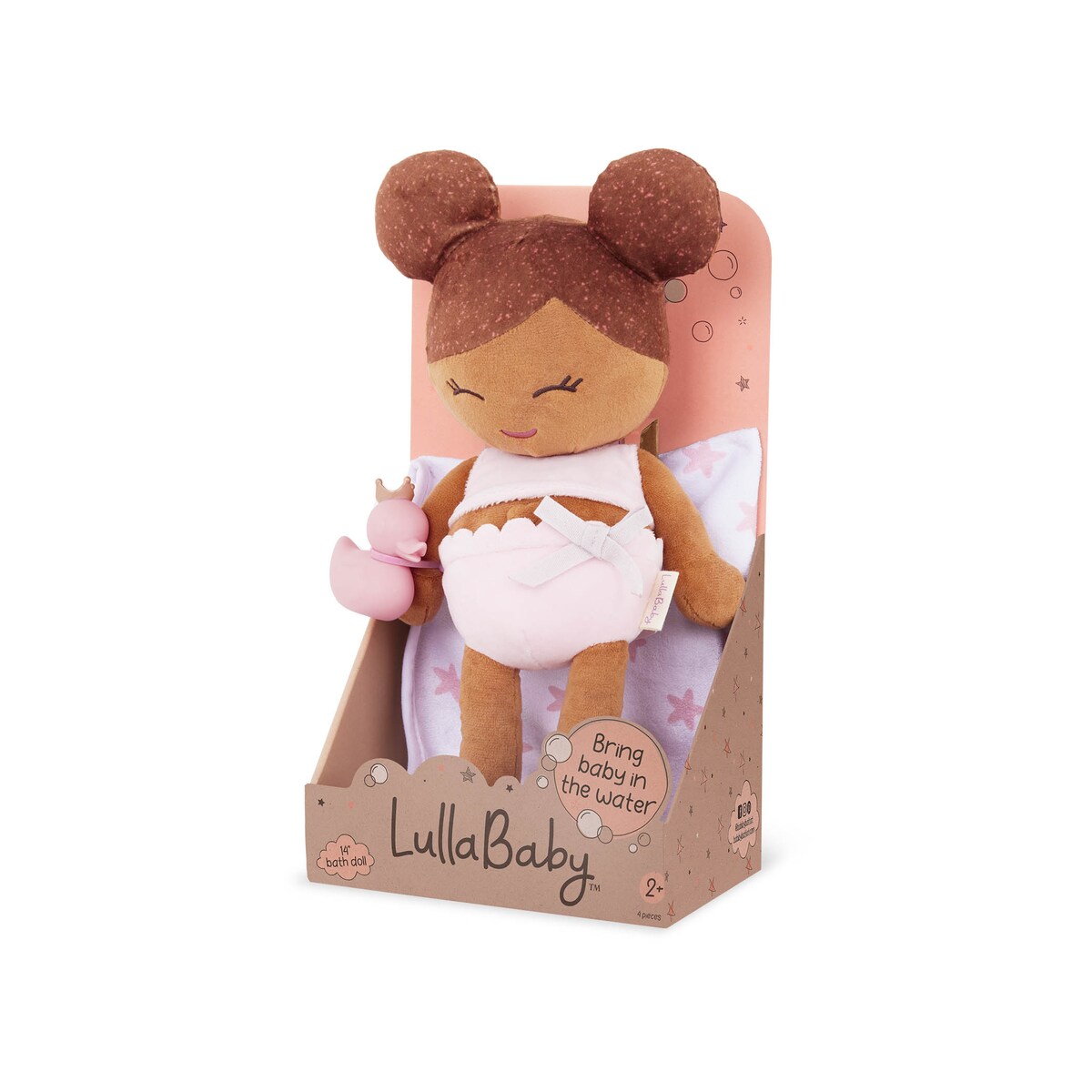 Muñeca peluche de baño, pelo marron Lullababy 12