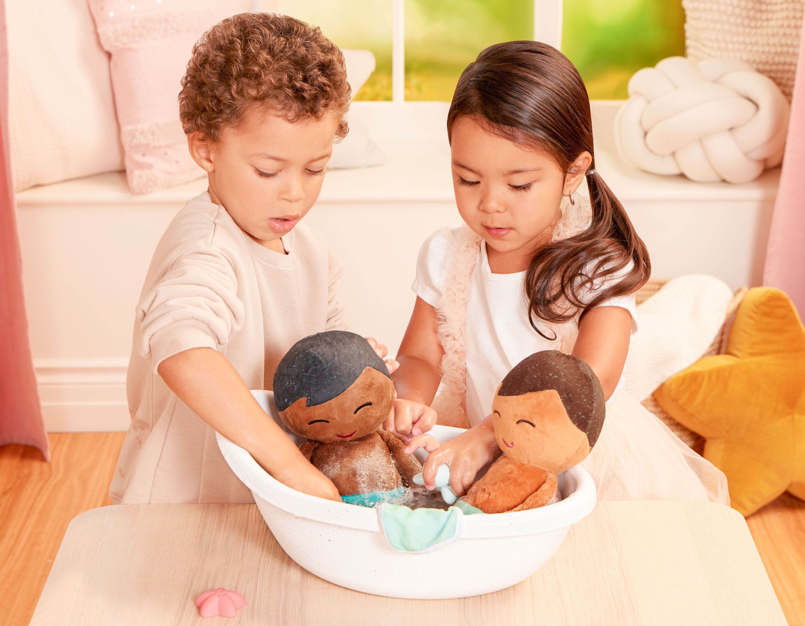 Muñeco peluche de baño, pelo marron Lullababy 5