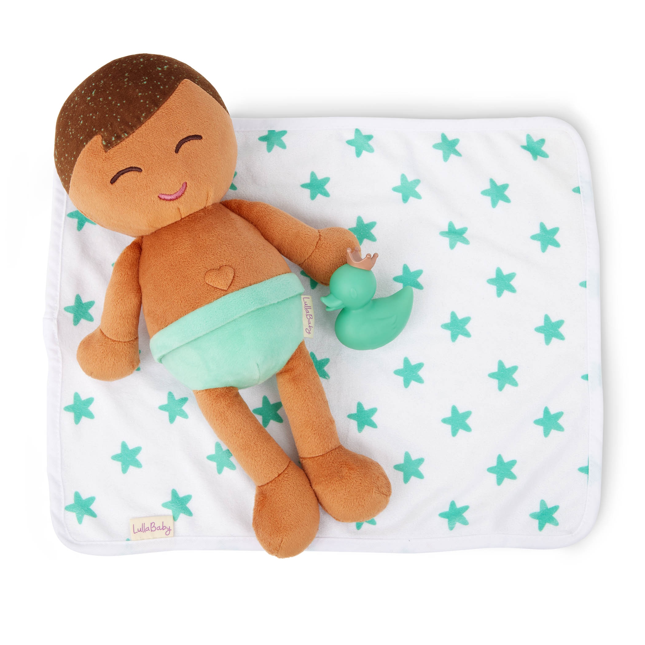 Muñeco peluche de baño, pelo marron Lullababy 11
