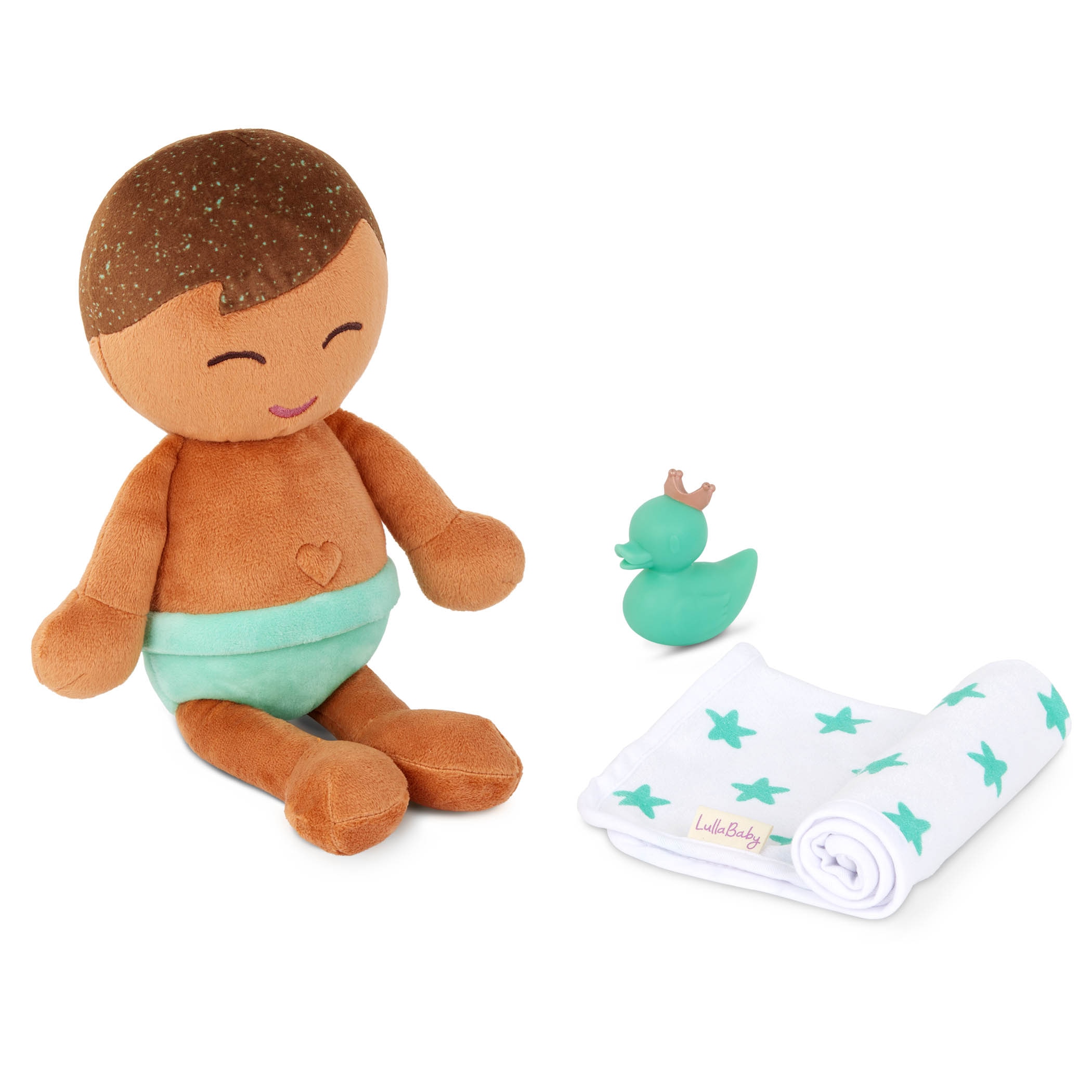 Muñeco peluche de baño, pelo marron Lullababy 12