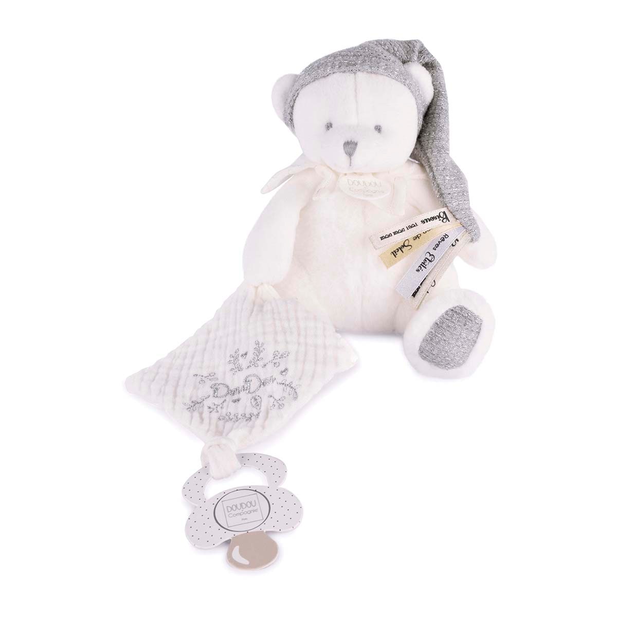 Imagen 0 de Doudou 25 años Oso Plata muñeco sujetador de chupete Doudou Et Compagnie