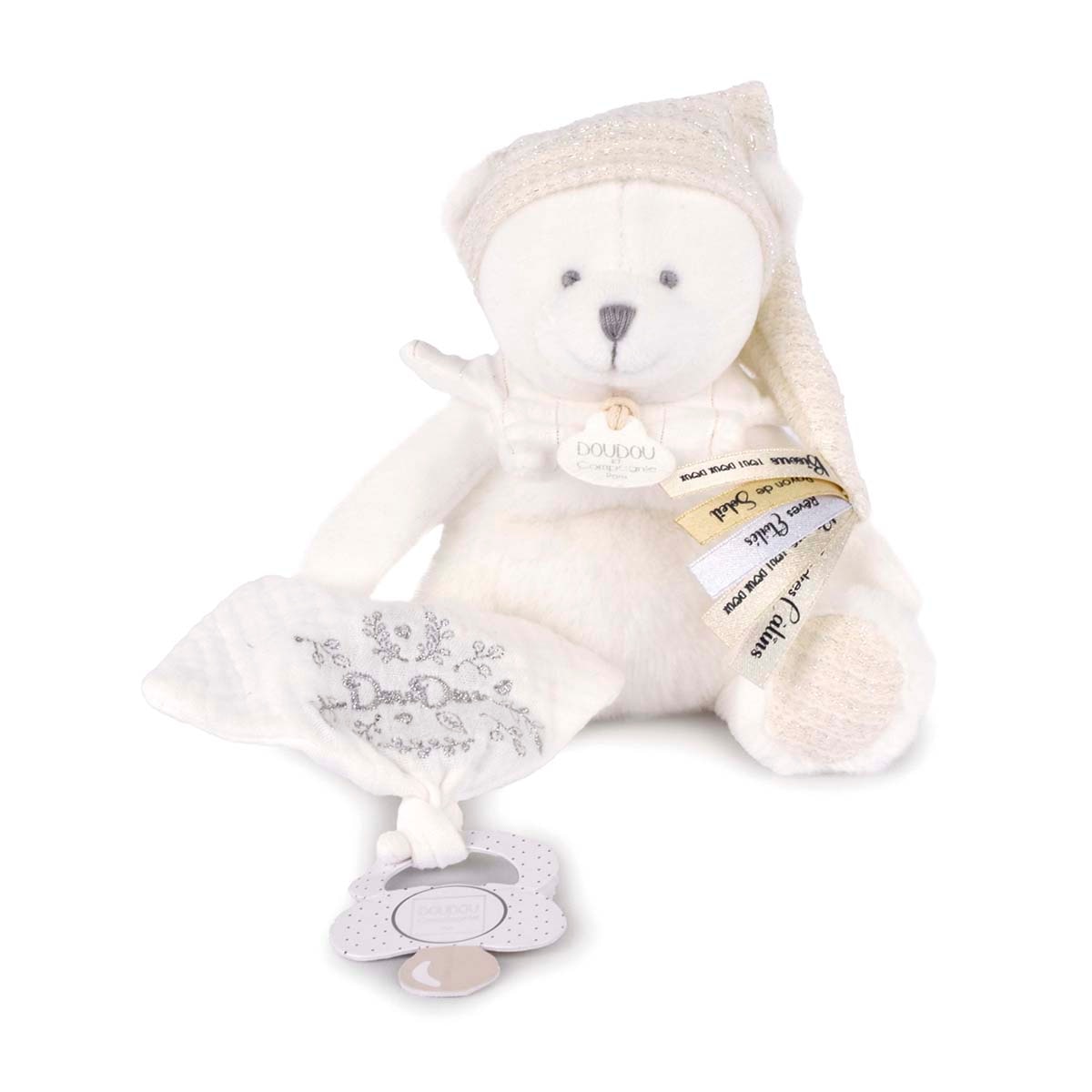 Imagen 0 de Doudou 25 años Oso blanco muñeco sujetador de chupete Doudou Et Compagnie