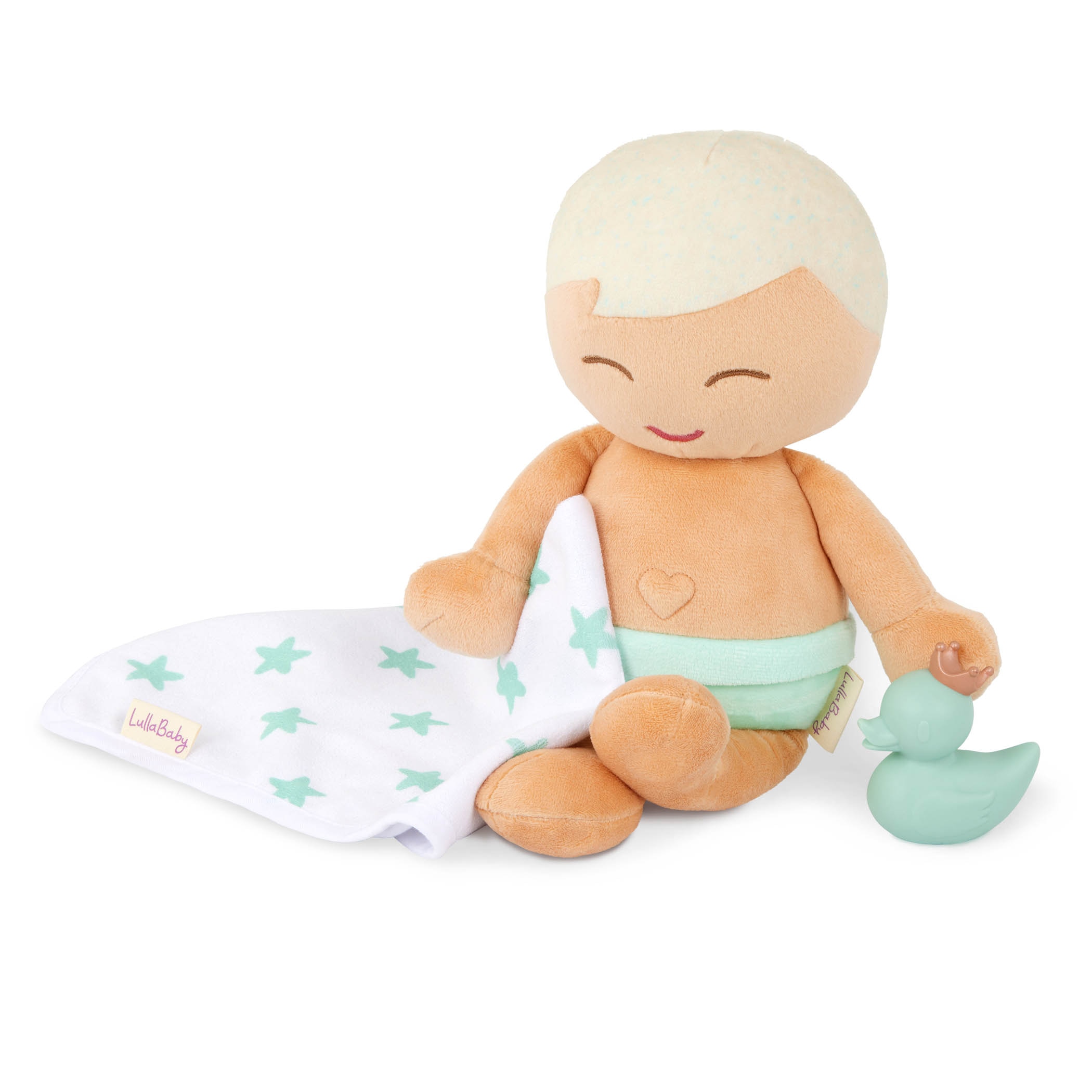 Muñeco peluche de Baño pelo rubio Lullababy Bebe 2