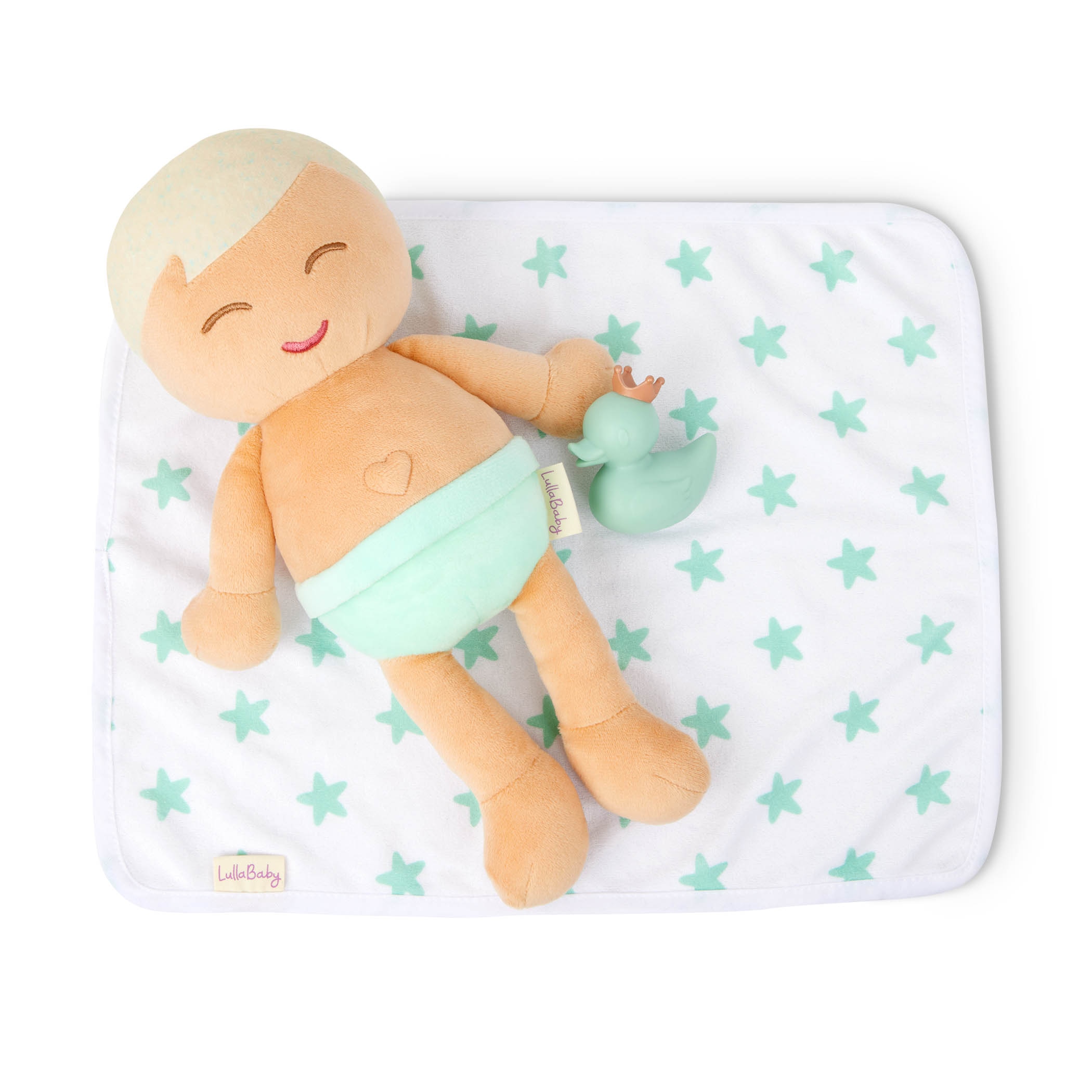 Muñeco peluche de Baño pelo rubio Lullababy Bebe 5
