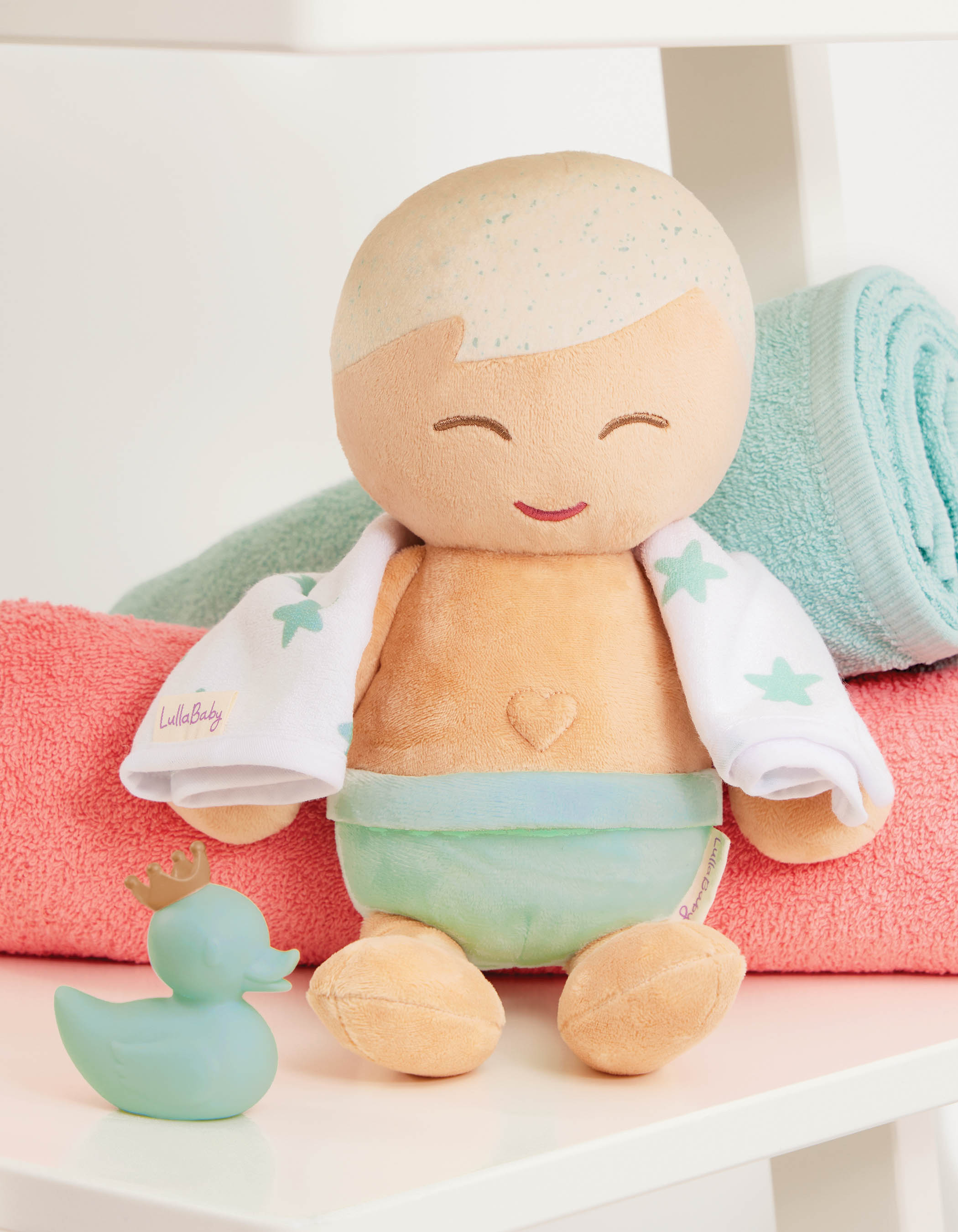 Muñeco peluche de Baño pelo rubio Lullababy Bebe 8