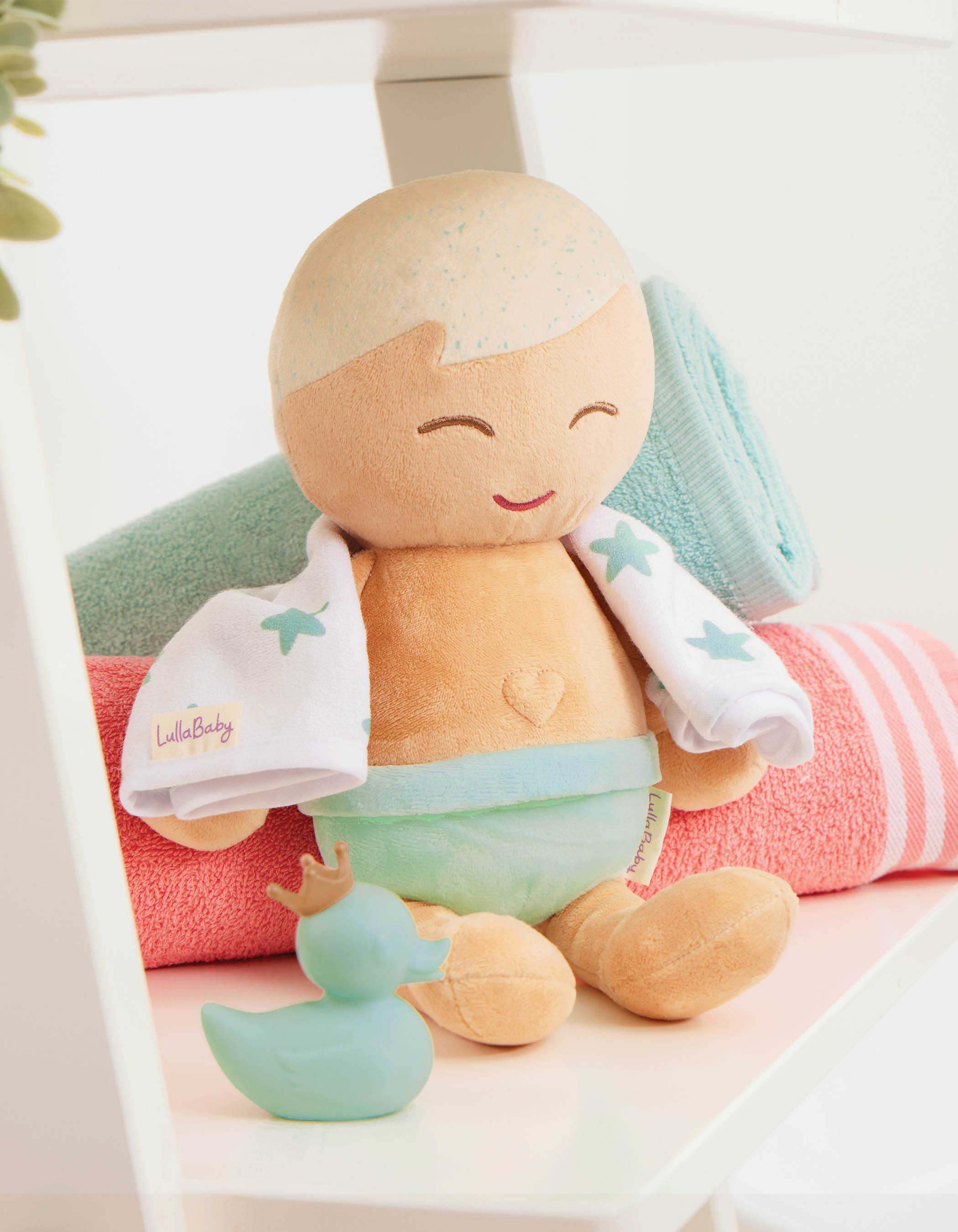 Muñeco peluche de Baño pelo rubio Lullababy Bebe 9