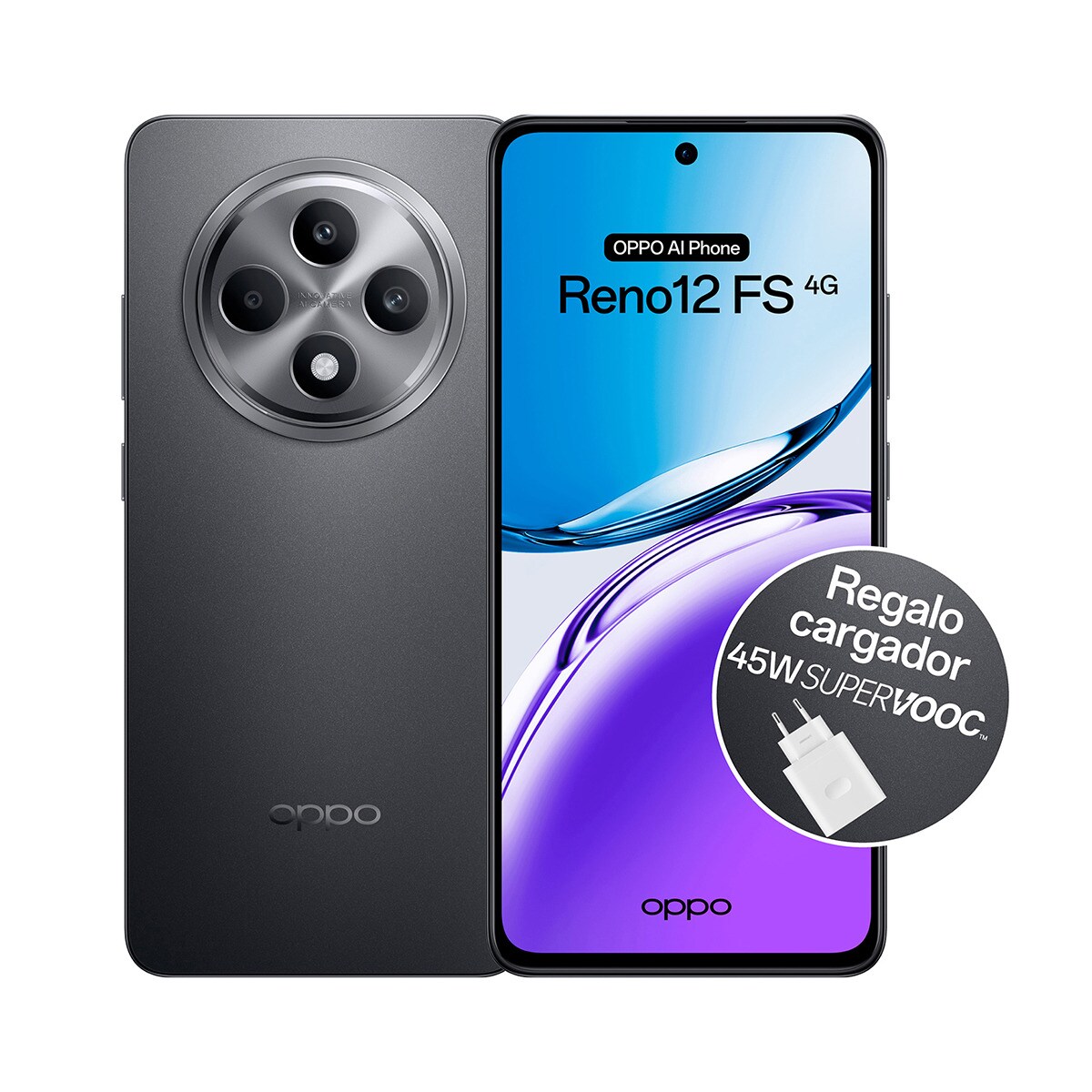 Oppo Reno 12FS 4G 8GB + 512GB + Cargador 45W móvil libre Gris mate-2