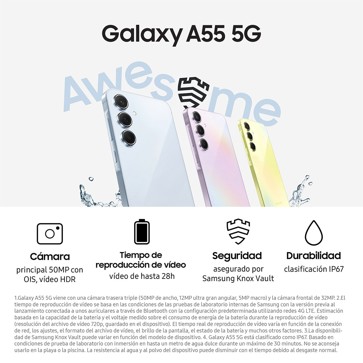 Samsung Galaxy A55 5G, 256GB + 8GB móvil libre Eclipse-4