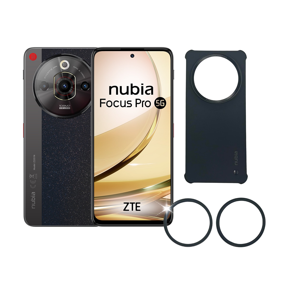 Bundle ZTE nubia Focus Pro 5G 8GB + 256GB + Lentes de regalo Negro-2