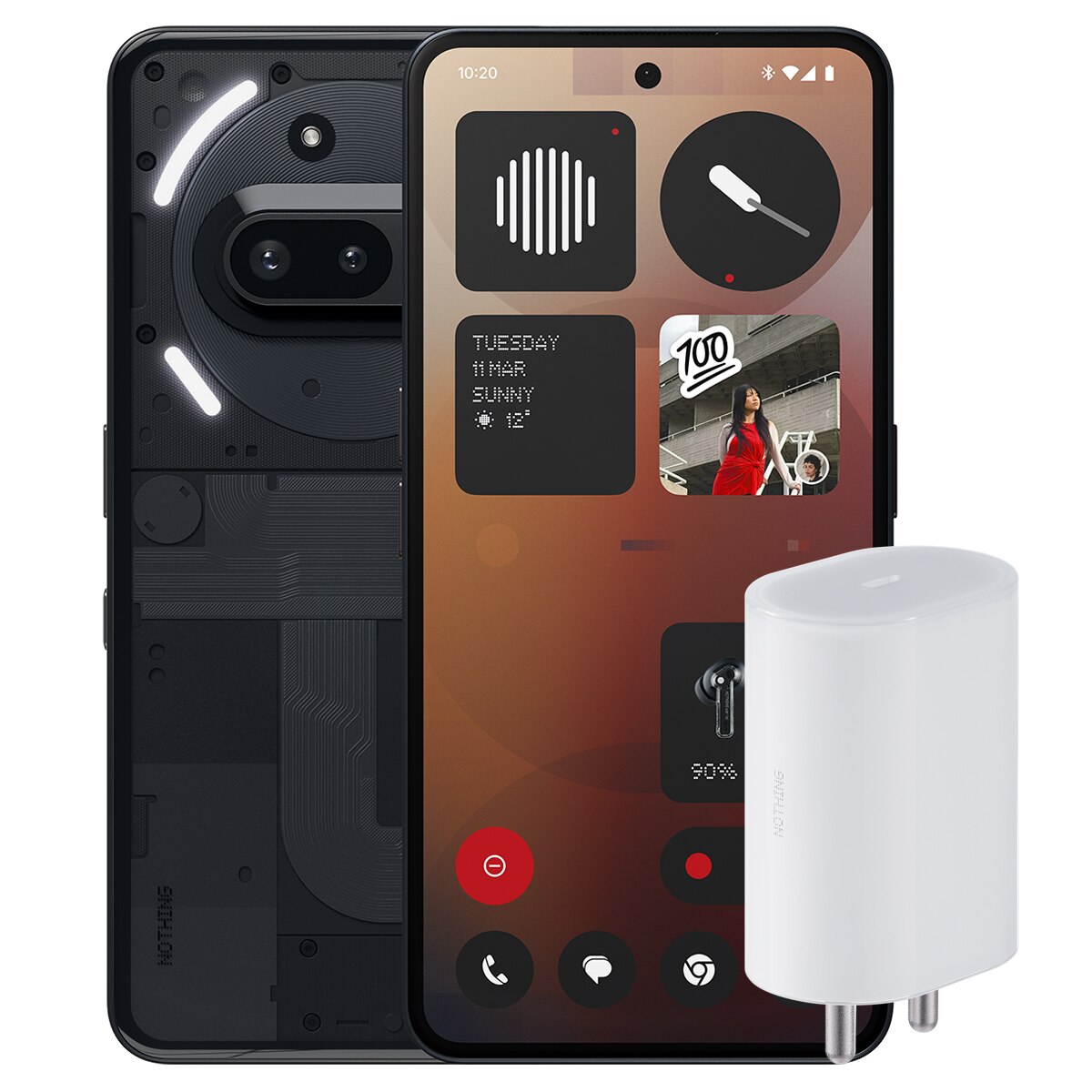 NOTHING Phone (3a) 8 GB + 128 GB móvil libre con cargador de 45W Negro-1