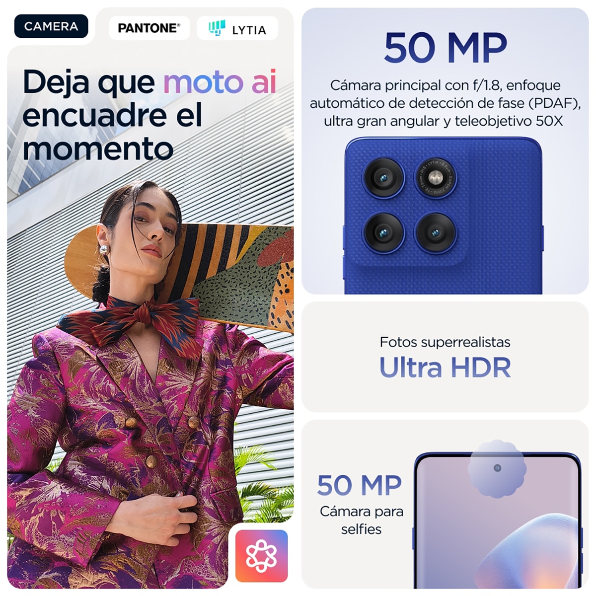 Móvil Motorola edge 60 6,67" MediaTek Dimensity 8350 Extreme - PANTONE Dazzling Blue 512 GB + 12 GB RAM PANTONE Dazzling Blue-2