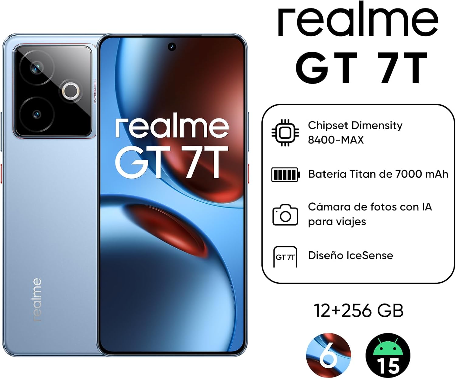 Realme GT 7T 12GB + 256GB móvil libre Azul-8