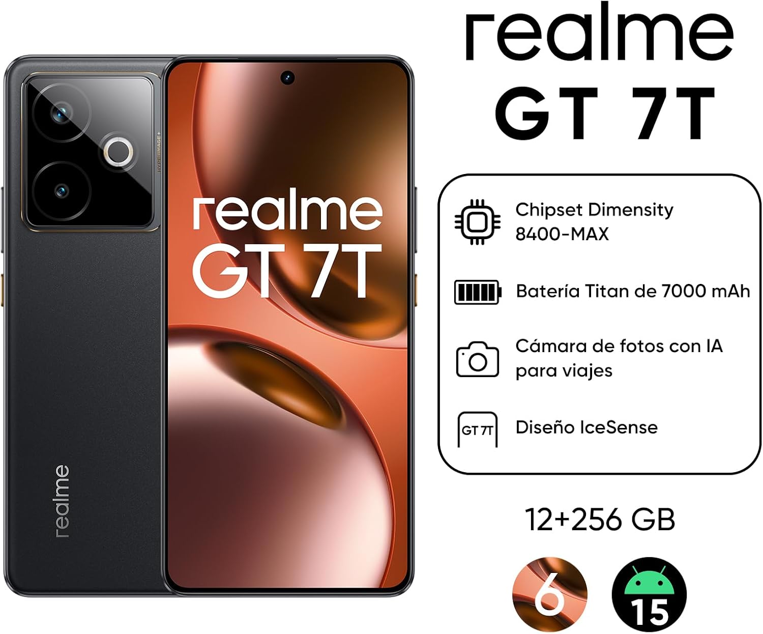 Realme GT 7T 12GB + 256GB móvil libre Negro-8