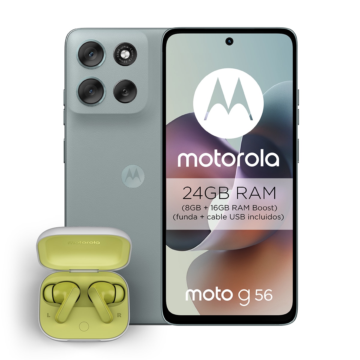 Motorola moto g56 5G 8GB + 512GB móvil libre + Buds Gray Mist-1
