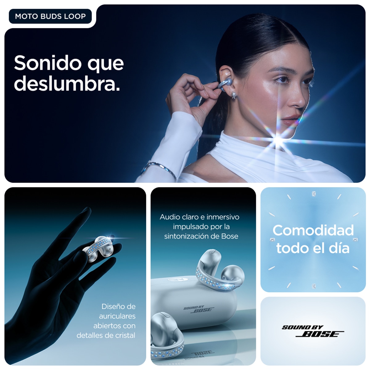 Motorola razr 60 8GB + 256GB móvil libre + moto buds loop Swarovski "The Brilliant Collection" Gris azulado-9