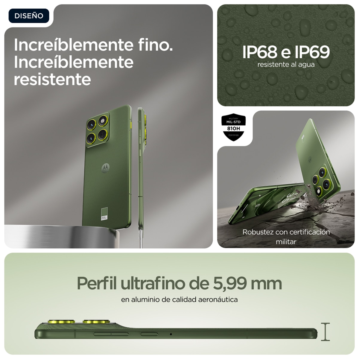 Móvil Motorola edge 70 6,7" Snapdragon 7 Gen. 4 - Pantone Bronze Green 512 GB + 12 GB RAM Pantone Bronze Green-6