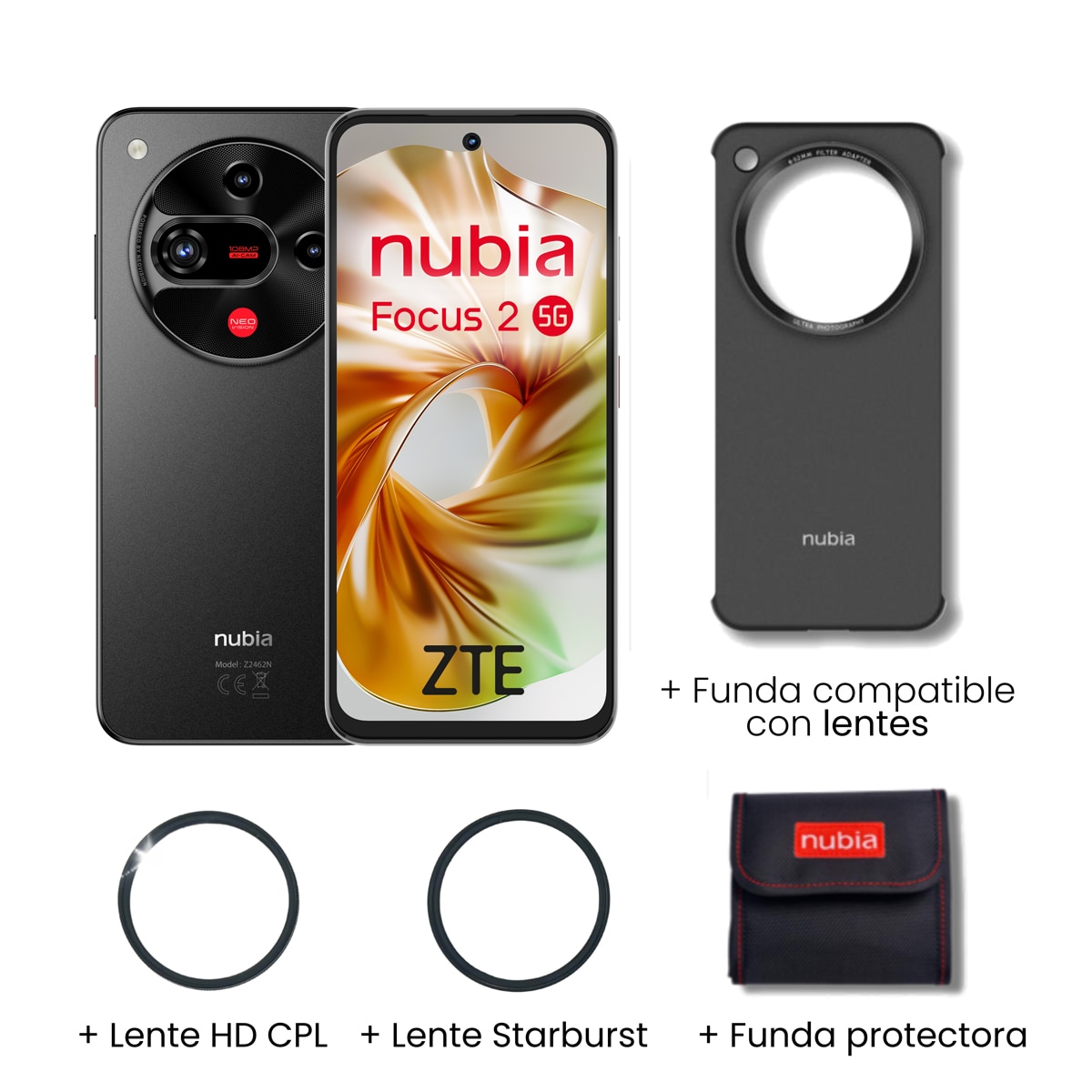 ZTE nubia Focus 2 8GB+256GB móvil libre Giftt Box Negro-2