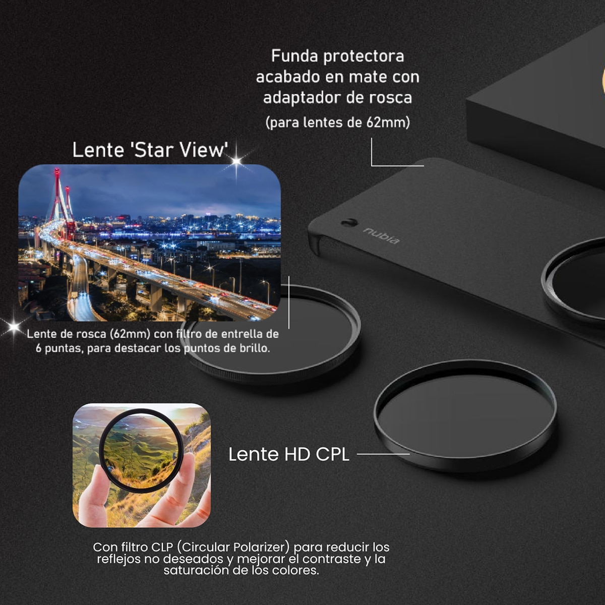 ZTE nubia Focus 2 8GB+256GB móvil libre Giftt Box Negro-3