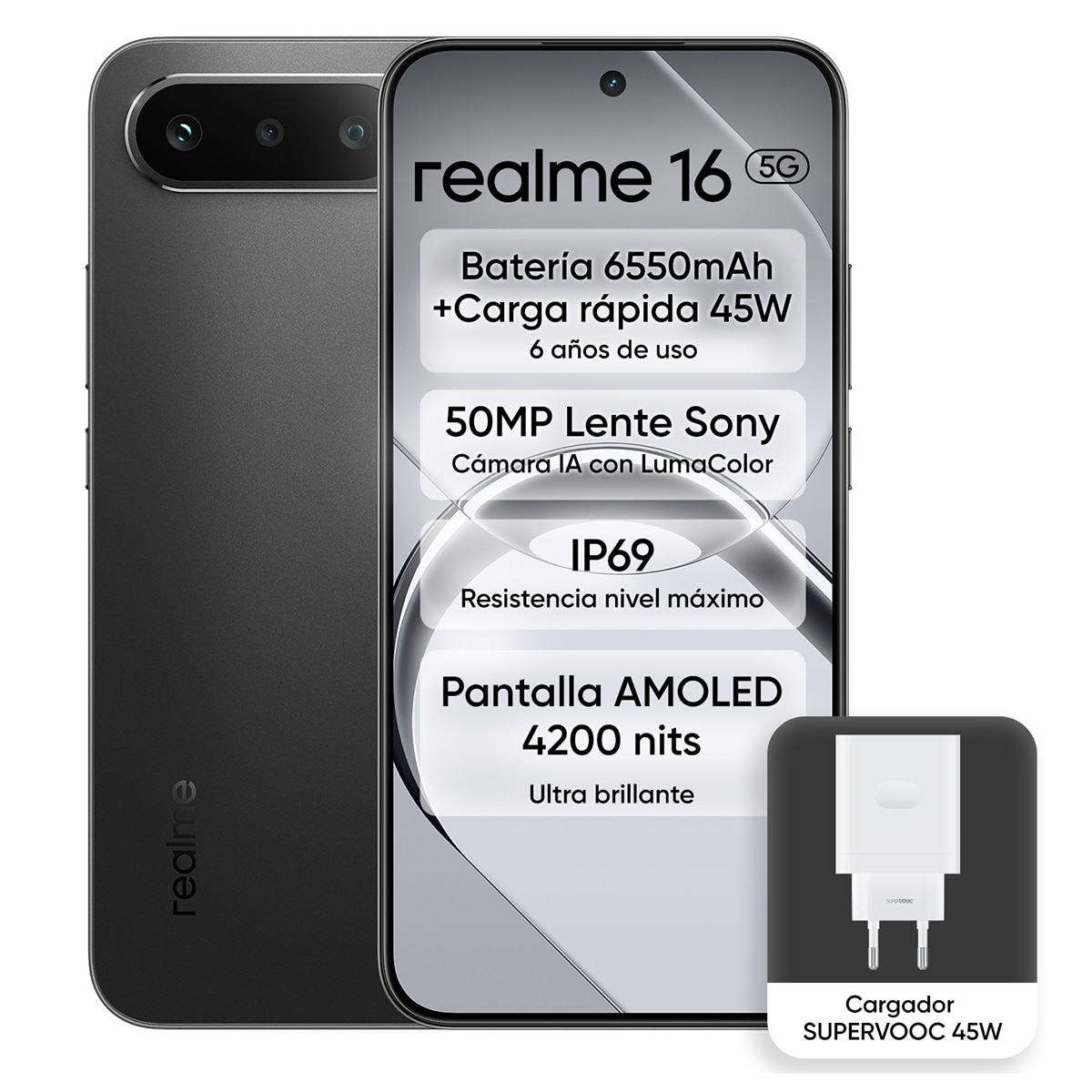 Imagen 0 de Realme 16 5G 8GB + 256 GB móvil libre + Cargador 45W
