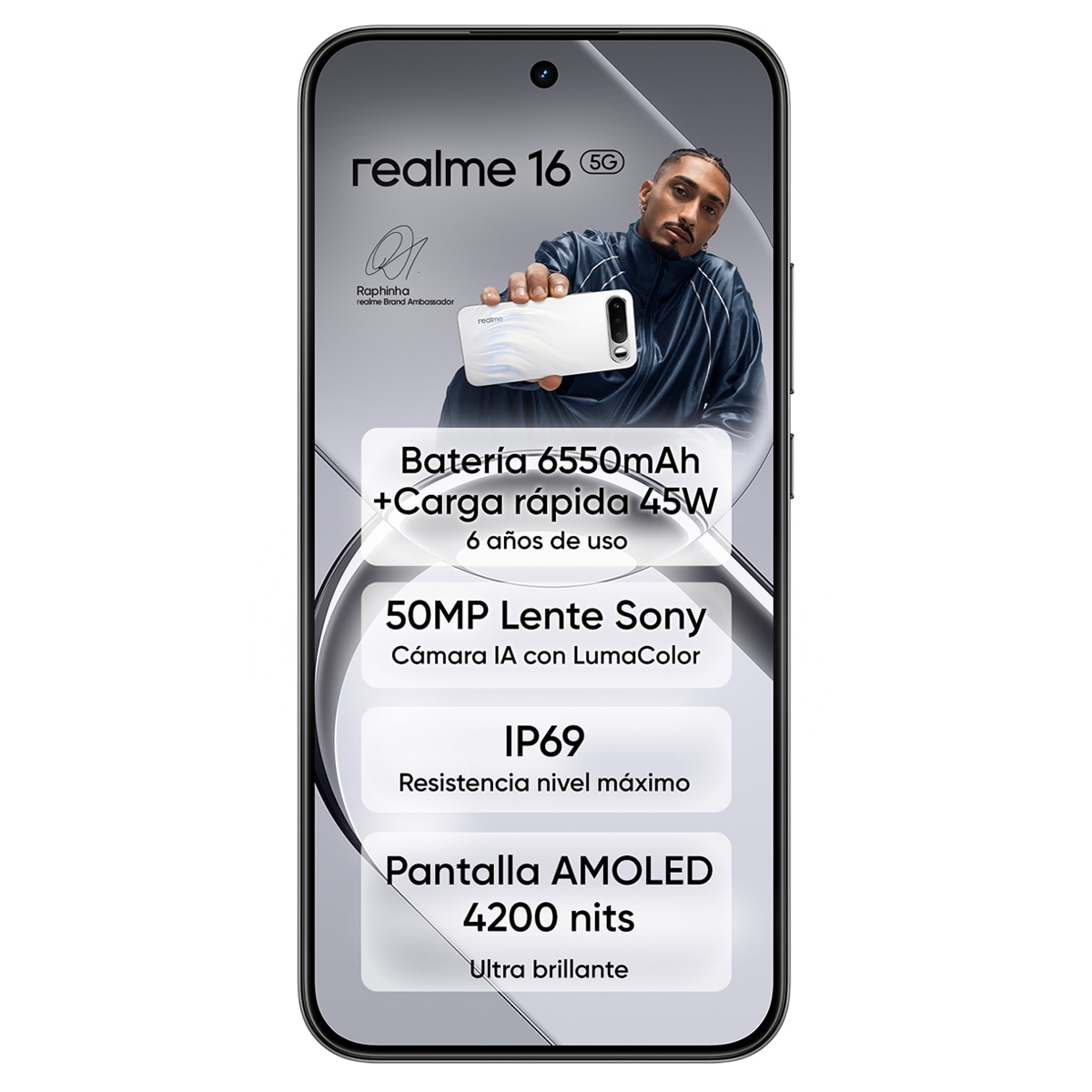 Realme 16 5G 8GB + 256 GB móvil libre + Cargador 45W Negro-2