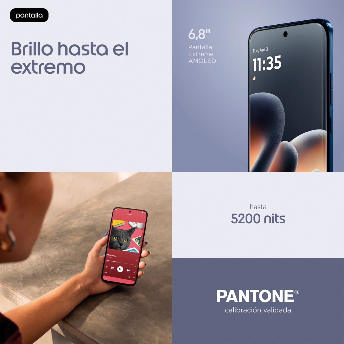 Motorola edge 70 Pro 12G + 512GB móvil libre Pantone Titan-8