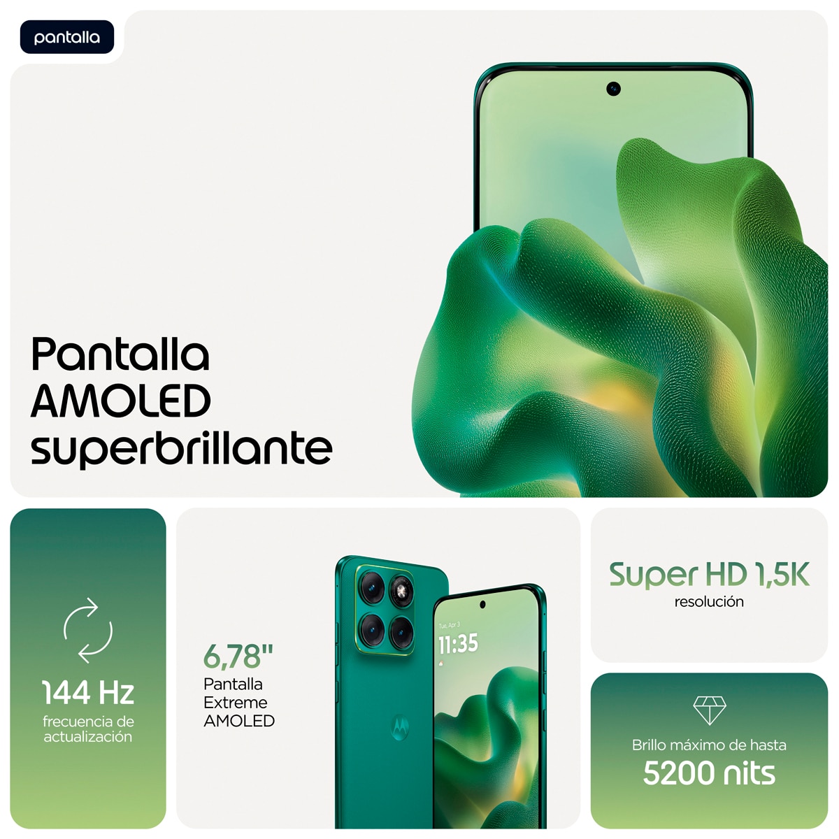 Móvil Motorola Edge 70 Fusion Power 6,78" Qualcomm Snapdragon 7s Gen 3 - Sporting Green 256 GB + 8 GB RAM Sporting Green-11