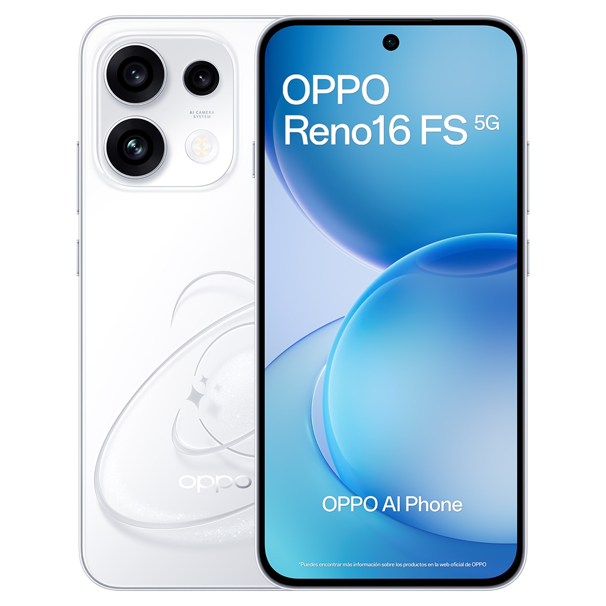 Móvil Oppo Reno 16 FS 5G 6,57" Dimensity 7300 + Funda + Cargador 45W - Blanco 512 GB + 8 GB RAM Blanco-2