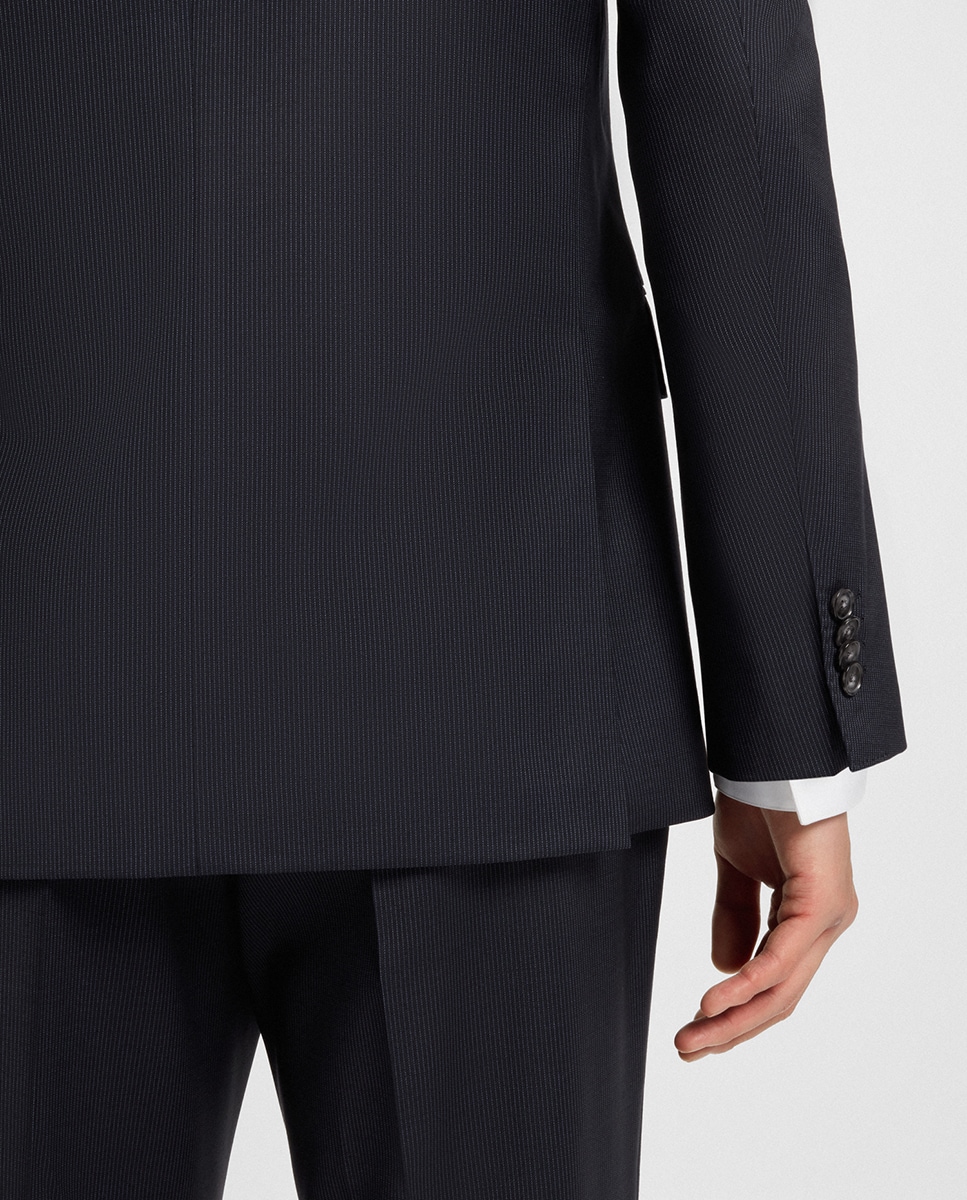 Fato Liso de Duas Peças e Dois Botões Tamanhos Grandes Azul-3