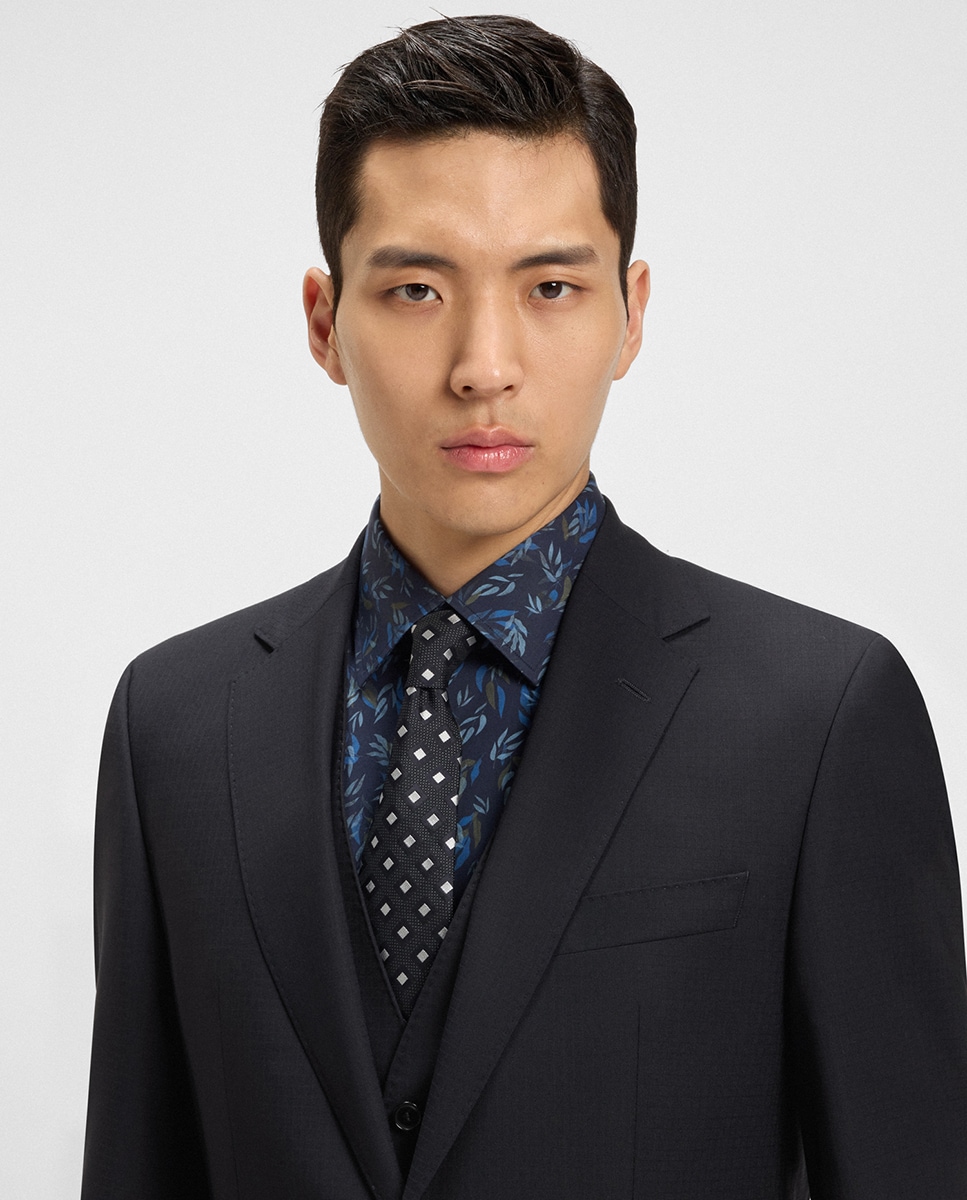 Fato Liso de Duas Peças e Dois Botões Tamanhos Grandes Azul-3