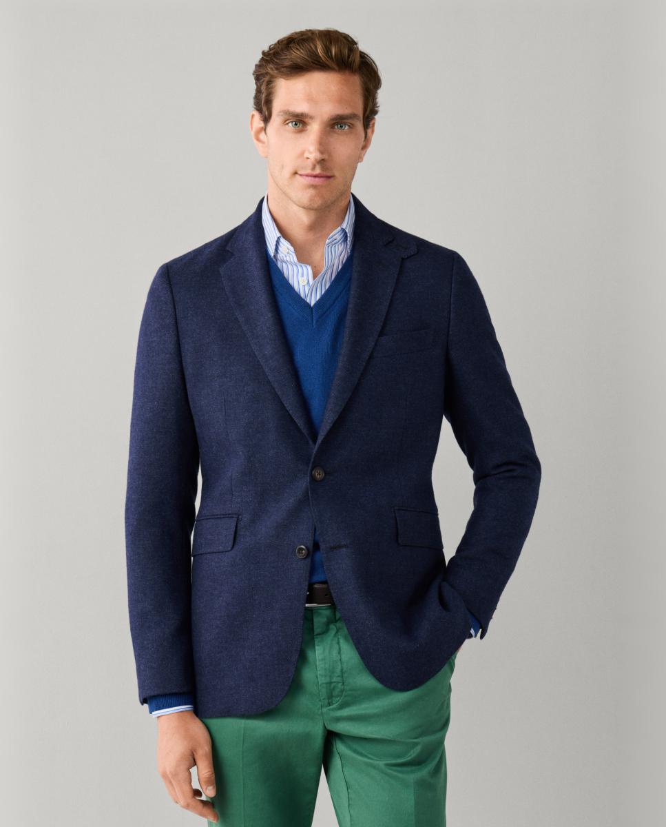 Imagem 0 de Blazer de Lã em Espiga com Lapela Clássica de Encaixe, Design Semi-forrado e Fecho de Dois Botões, Tamanhos Grandes.