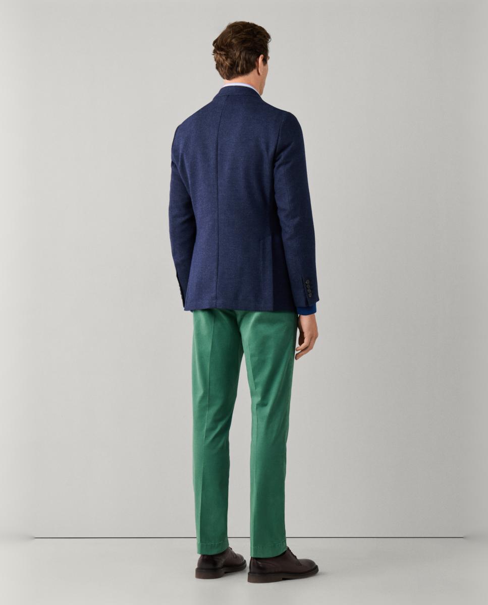 Blazer de Lã em Espiga com Lapela Clássica de Encaixe, Design Semi-forrado e Fecho de Dois Botões, Tamanhos Grandes. Azul-marinho-2