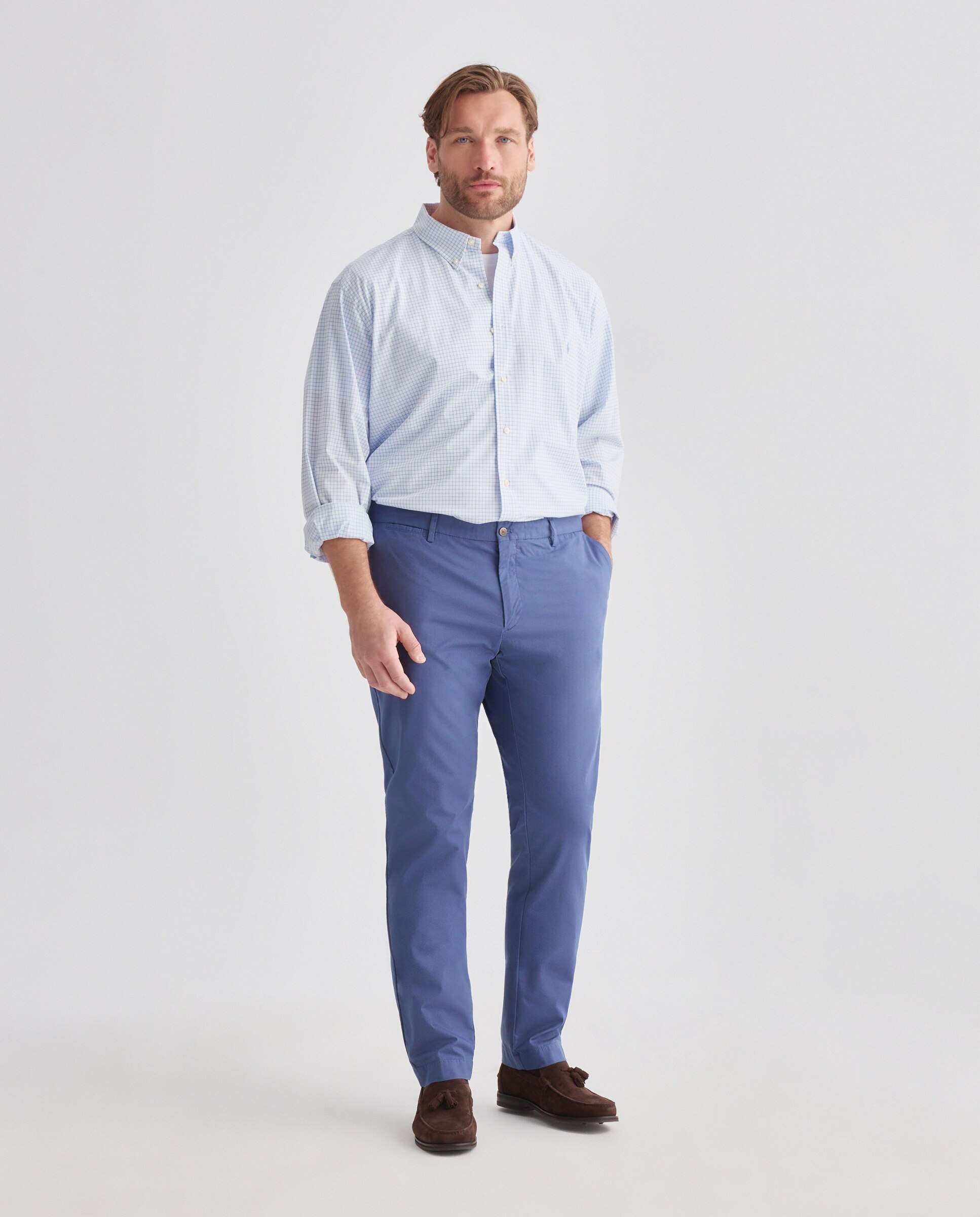 Chino de hombre regular canvas texturizado tallas grandes - Hackett - Azul Azul-1